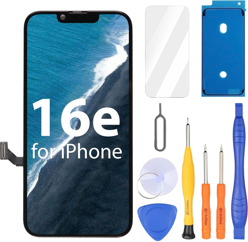 Ayake Store for iPhone 16e Screen Replacement, 6.1 inch FHD LCD Display and Touch Digitizer Screen, True Tone Programmable, Face ID Remains (for A3212, A3408, A3410, A3409) - Image 1